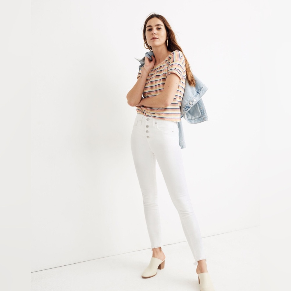 Madewell women’s 10" High-Rise Skinny Jeans in Pure White: Step-Hem Edition